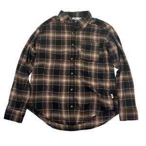 Hollister Sz XXS Brown Plaid Button Down Shirt Soft Flannel Long Sleeve Viscose